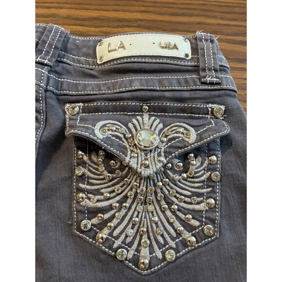 L. A. Idol USA grey bling jeans size 9 W31/L34 - Picture 8 of 10